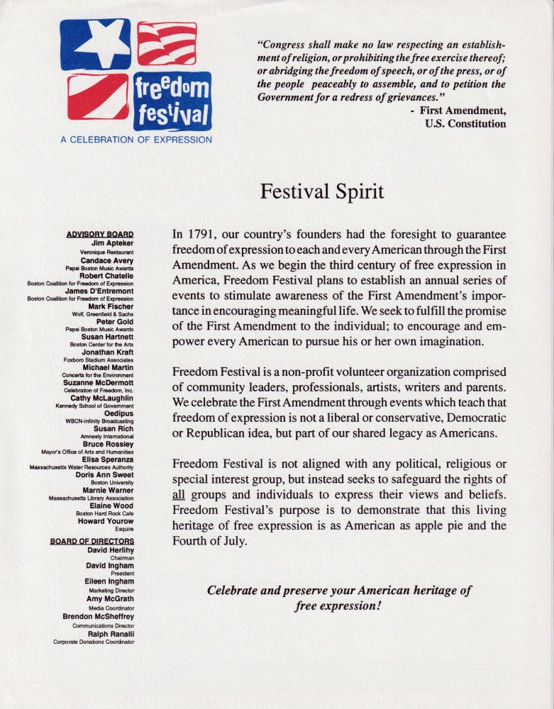 Freedom Festival press release, 1991.