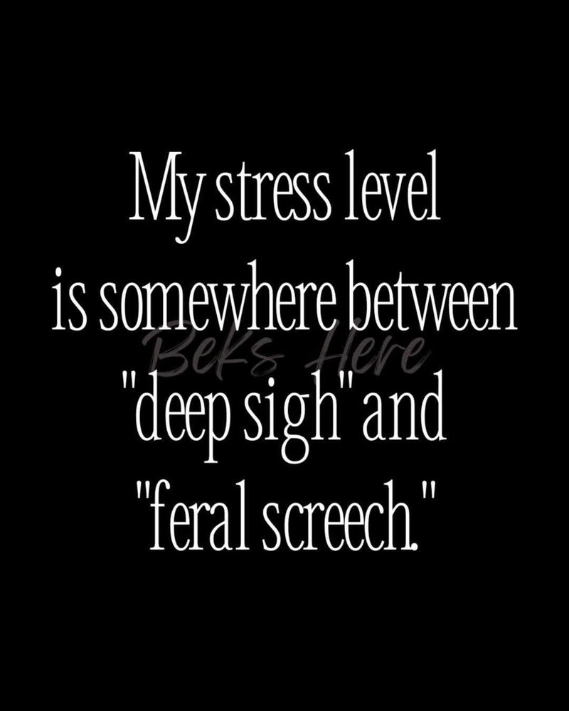 My stress level is somewhere between "deep sigh" and "feral screech". 