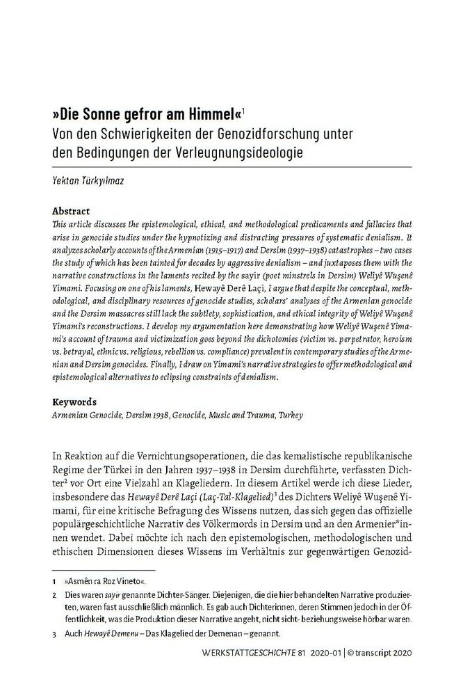 Erste Seite des gedruckten Artikels