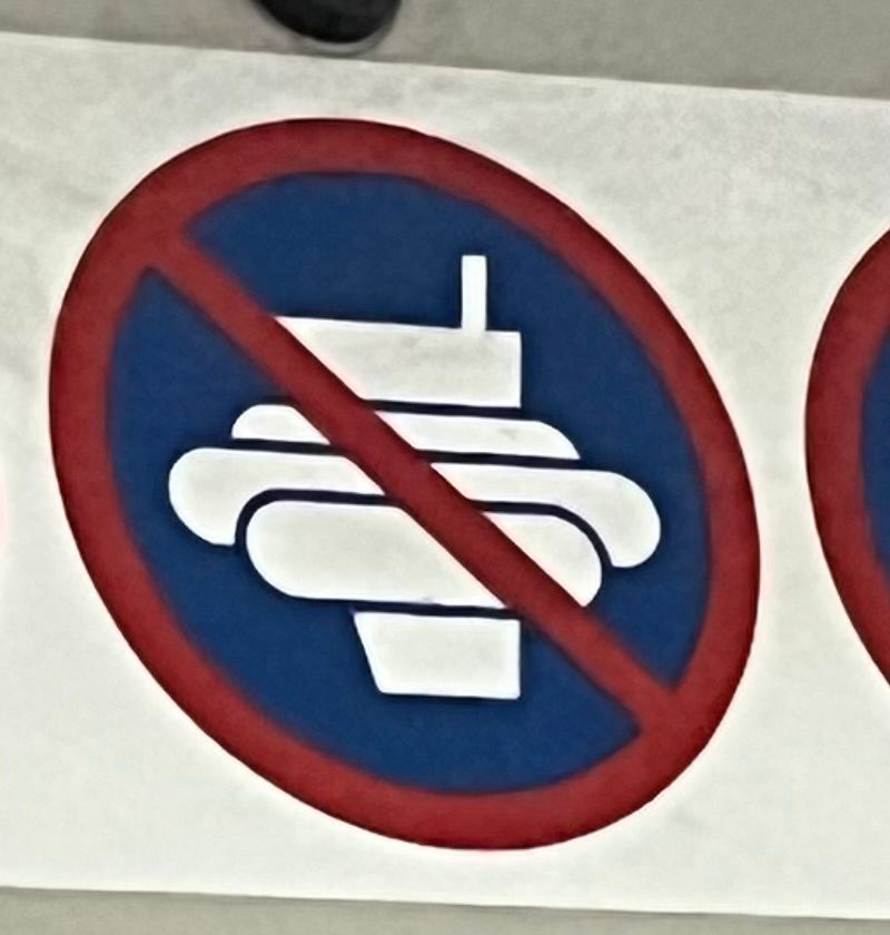 No food or drink sign on the bus