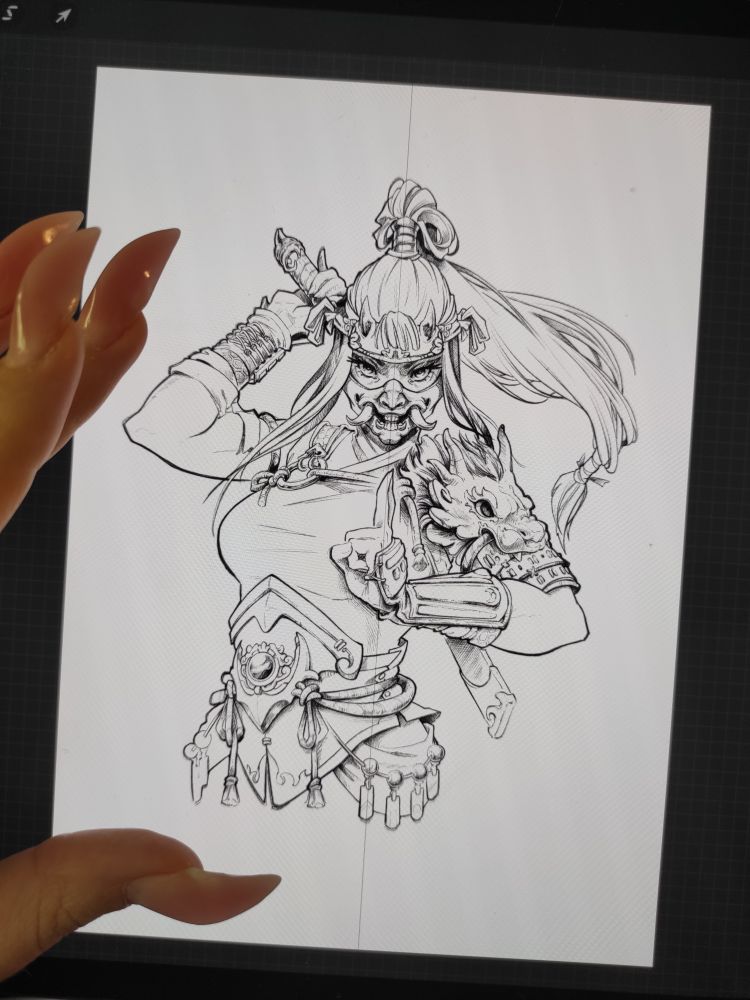 Samurai girl bust design (only lineart)