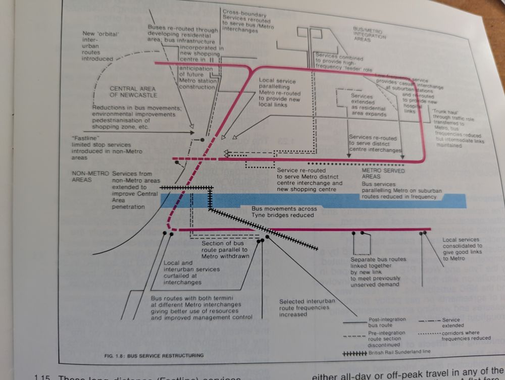 A large graphic of changes to bus services in Tyne and Wear - showing reductions over the bridges