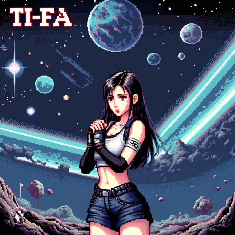 key art for TI-FA: A Girl Who'd Kill for a Shower at the Bound of this World, depicting tifa lockhart at the bound of this world, preparing to take a shower.