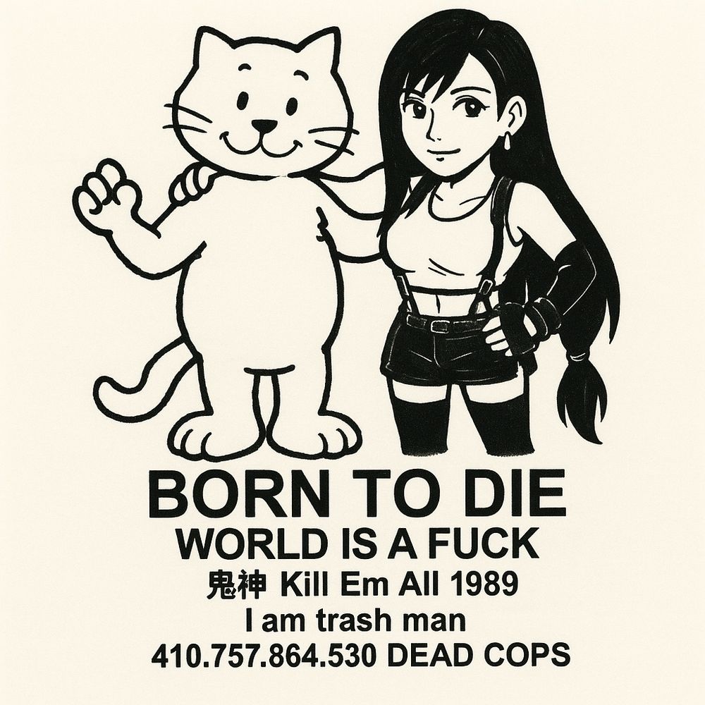 tifa and her kitty cat remind us that not only are we born to die, but the world is a fuck. moreover, metallica's 1983 debut kill em all actually came out in 1989, the 1967 beatles track i am the walrus was, in effect, a metaphorical way of saying i am trash man, and 420,757,864,530 dead cops would be a good number (but, one senses, perhaps still not enough).

as we here at Quality Tifa Content believe in maximizing the reach of our posts with "hash tags," we here provide the following:

#tifalockhart
#tifa
#qualitytifacontent
#kittycat
#borntodie
#worldisafuck
#killemall
#metallica
#johnlennon
#iamthewalrustrashman
#420trillionplusdeadcops
