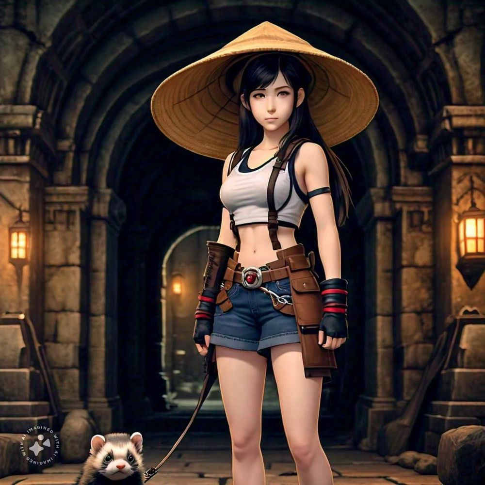 tifa the wanderer and the lovable(?) ferret aerith [sic]