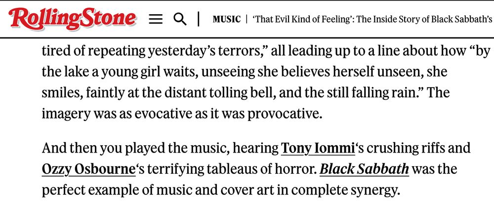 Cropped screenshot from a web page at rollingstone.com in which quotes and apostrophes are properly displayed except when placed immediately after linked text.