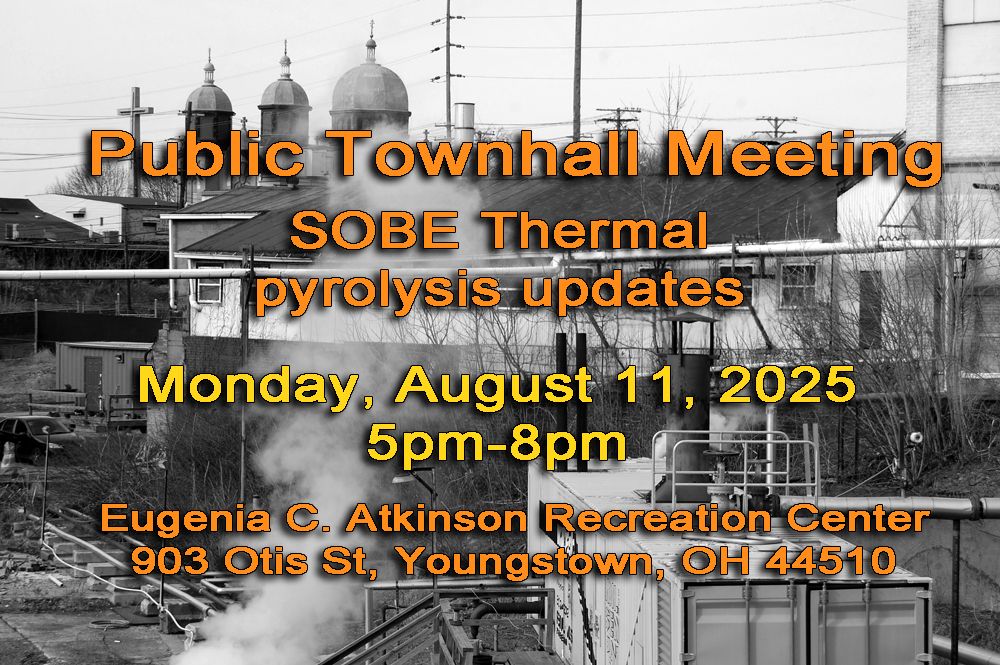 Youngstown townhall poster Aug 11 5pm pyrolysis updates