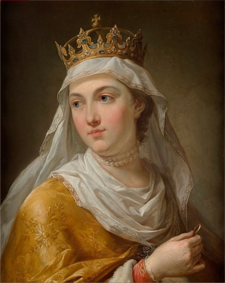A painting of Jadwiga wearing a crown