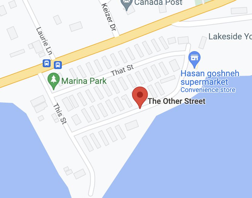 A map with the streets labelled