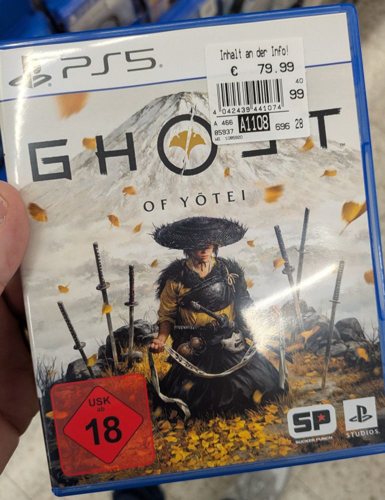 A copy of Ghost of Yotei for PS5, purchased the day before release. 
