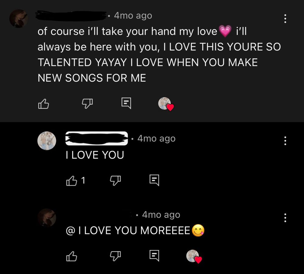 of course i'll take your hand my love
i'll always be here with you, I LOVE THIS YOURE SO TALENTED YAYAY I LOVE WHEN YOU MAKE NEW SONGS FOR ME
4mo ago
I LOVE YOU
4mo ago
I LOVE YOU MOREEEE

vaz a song for you