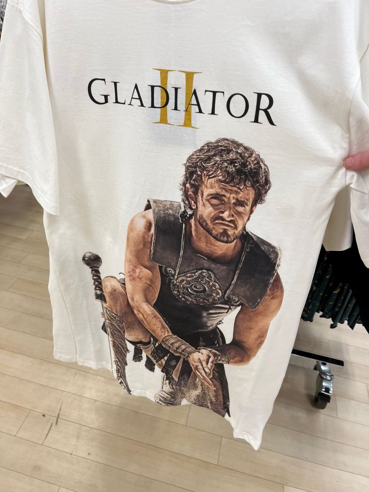 An image of Paul Mescal in his gladiator attire in Gladiator II on white nightdress