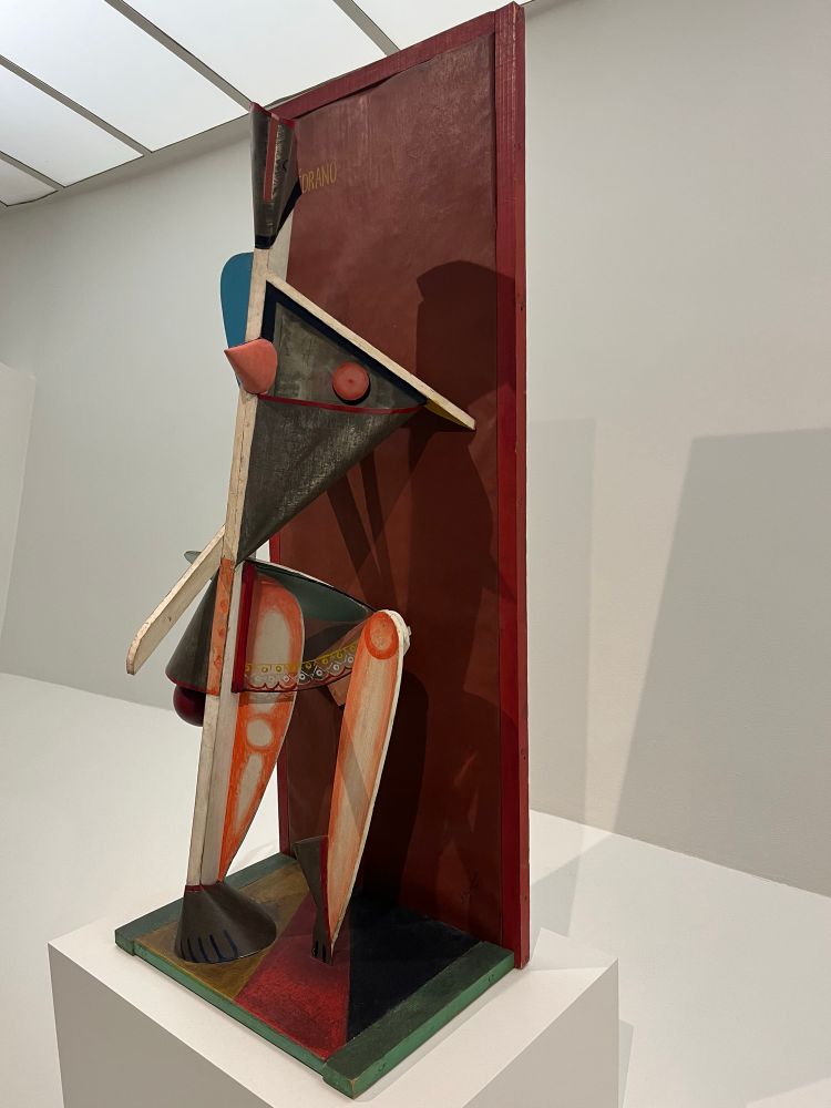Abstracted depiction of a human body in bright colors 