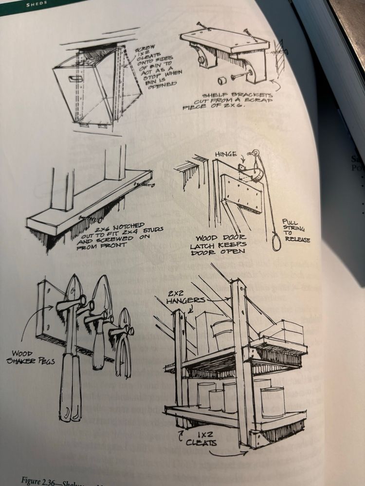 Two nails vertically on the wide face of a board will prevent racking, like on this shelf sketch