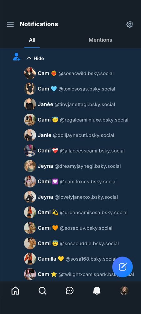 A wall of notifications of me being followed by 30+ bot accounts