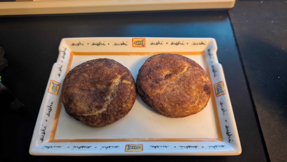 two (2) snickerdoodle cookies