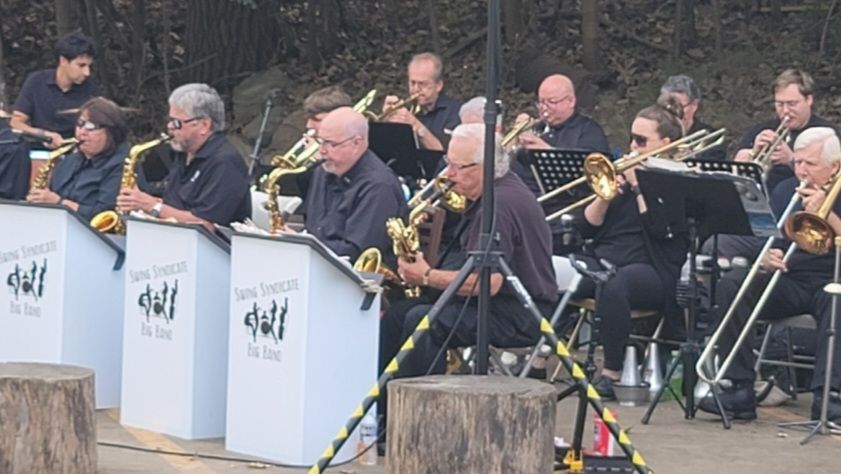 A live jazz ensemble performing at the cider mill 