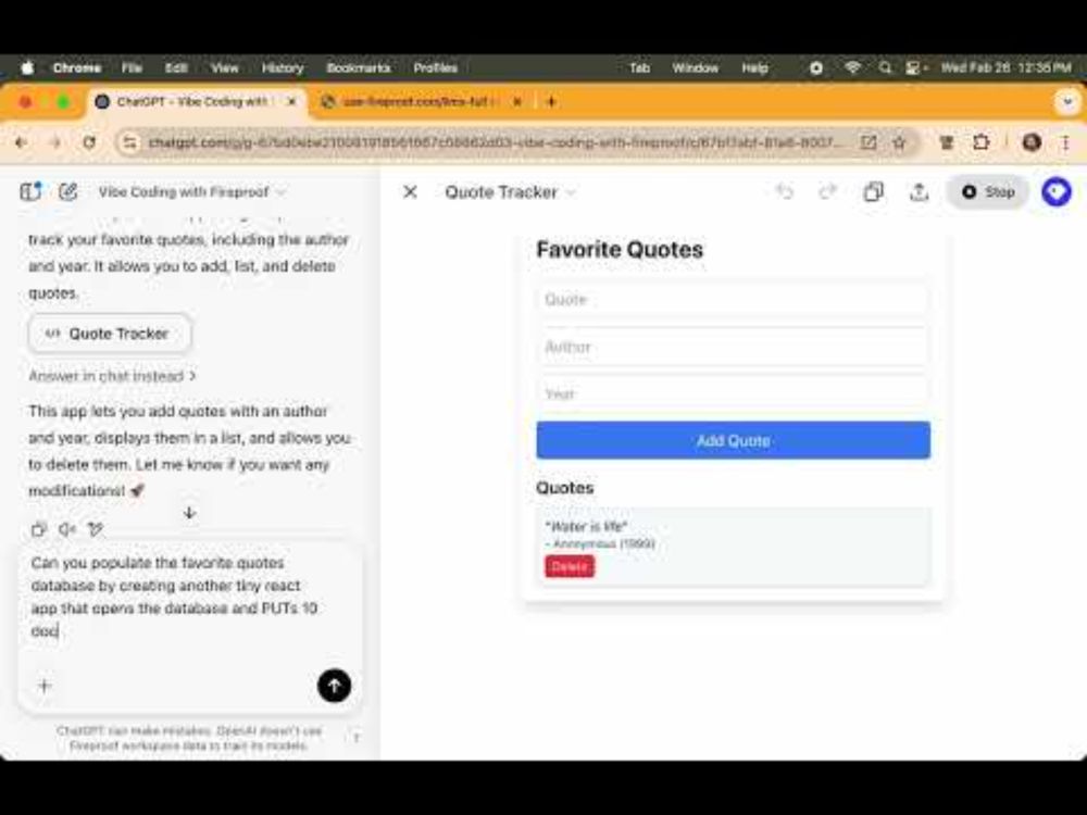 Vibe coding an app and the data to go in it, with ChatGPT
