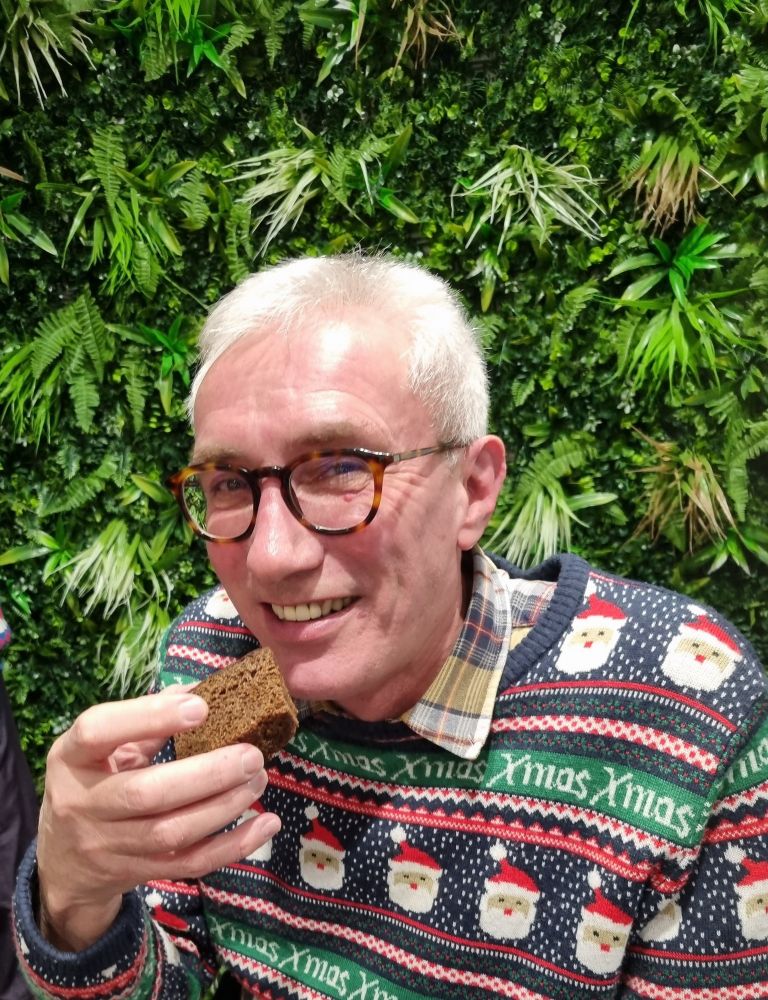 Alan eats some gingerbread 