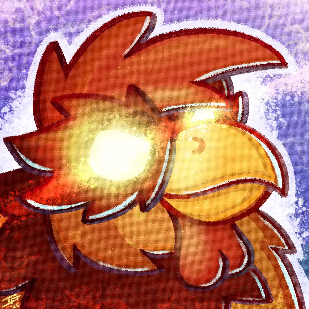 icon of a rooster with glowing eyes