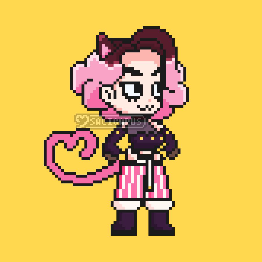 a pixel art of cherrichus in da scott pilgrim game style!!!!!!!!!!!!!!!!!!!!!!!!!!!