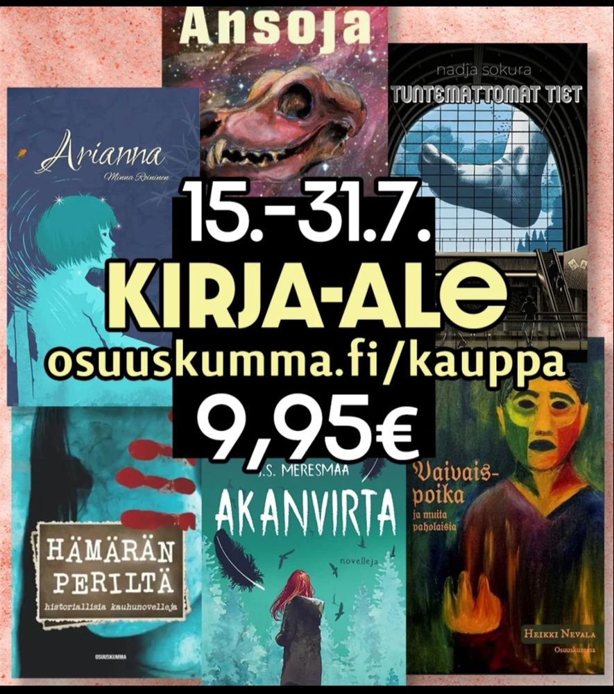 Osuuskumma.fi/kauppa, kirja-ale heinäkuun loppuun asti.