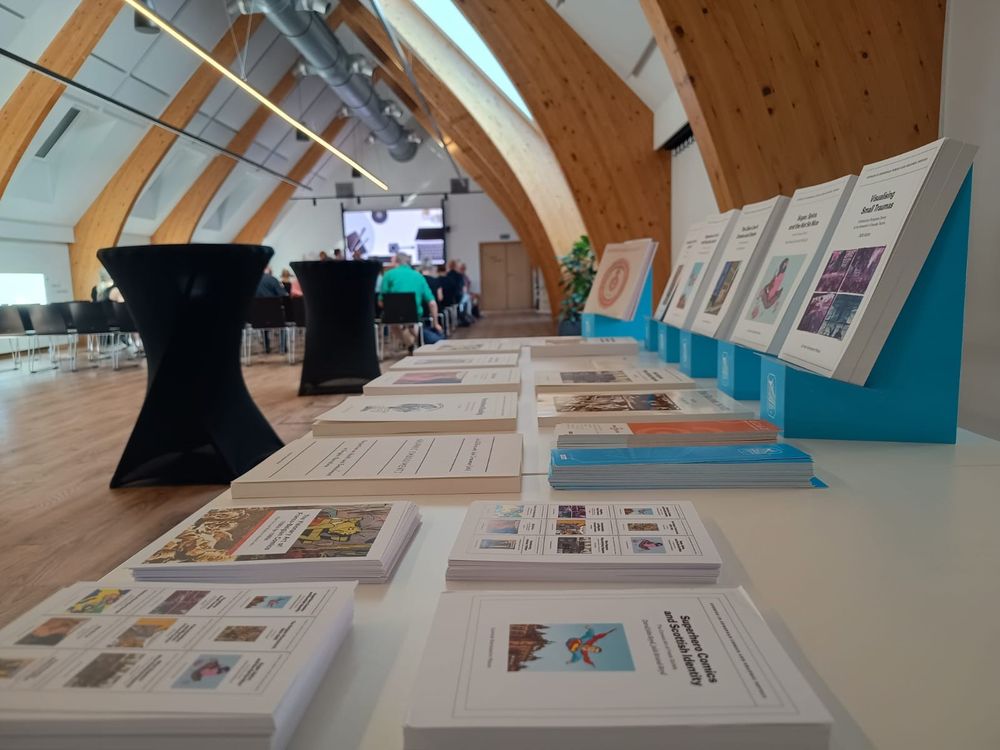 Books displayed on a table