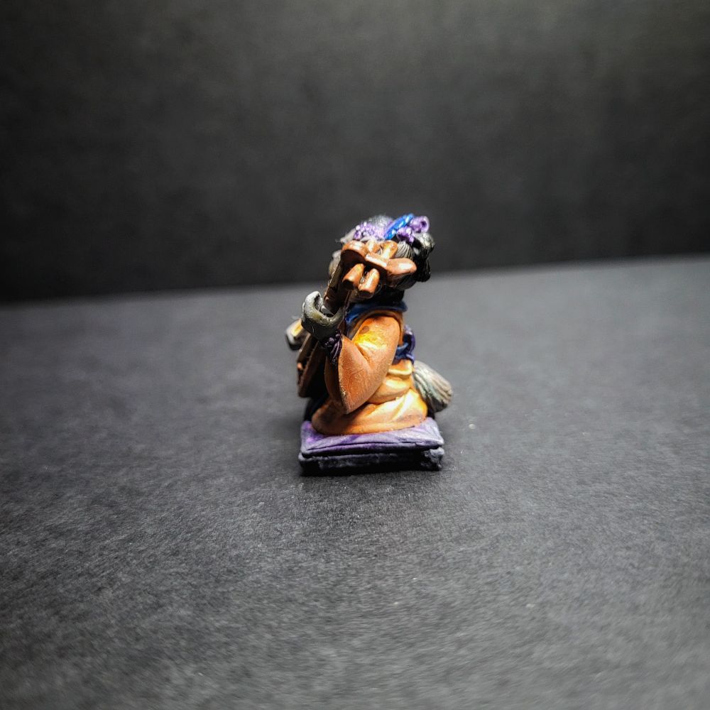 Geisha cat playing a biwa from the Left side. 