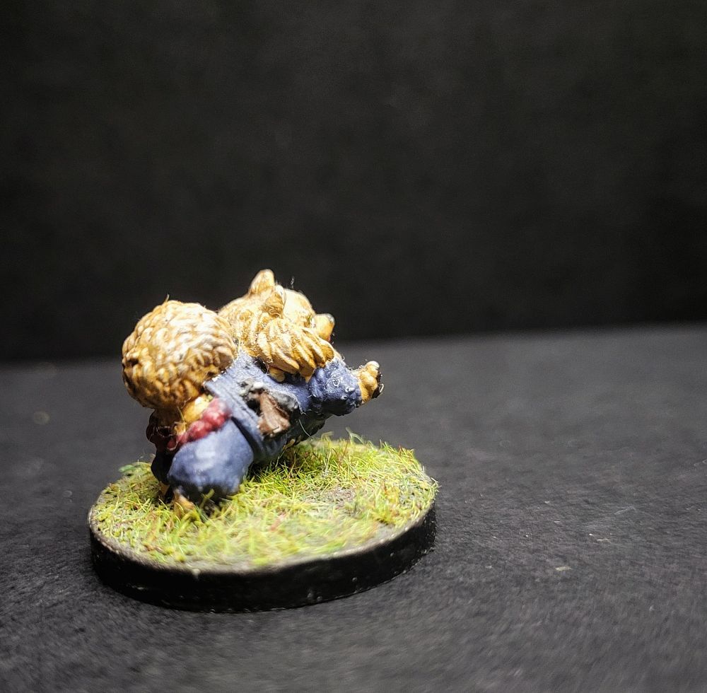 Monk from Dungeons and doggies from the side. 