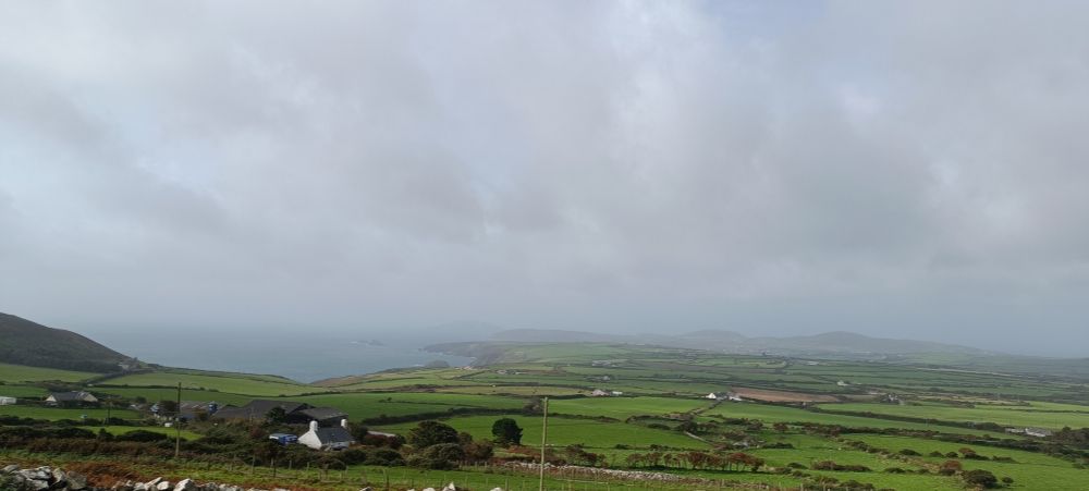 Hazy autumn sun and cloud - view to Ynys Enlli