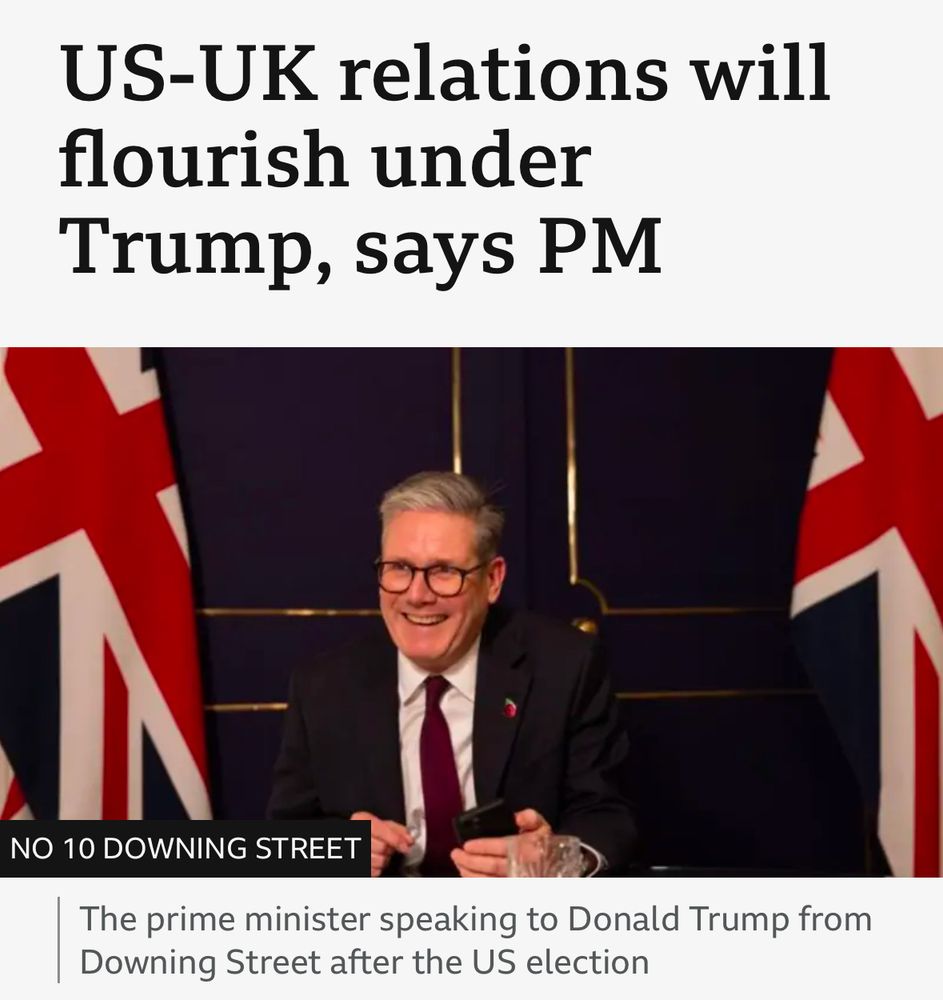 A screenshot of an article that says “US-UK relations will flourish under Trump, says PM”