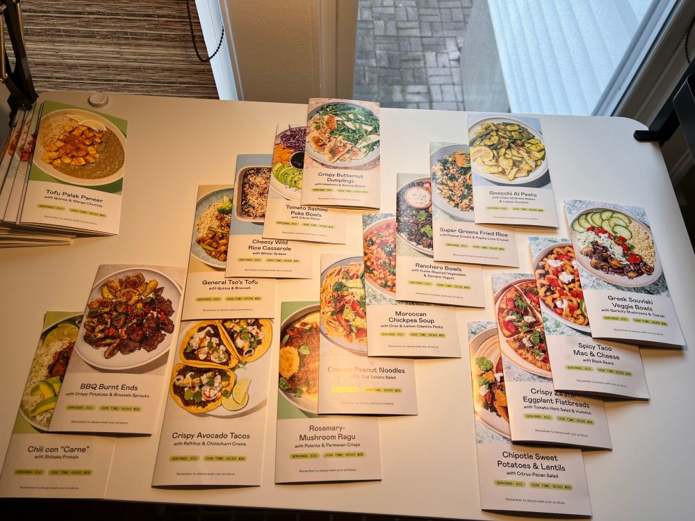 The image shows a white surface with two distinct piles of recipe cards or papers. In the top left corner, there’s a smaller pile neatly stacked. These are set aside for now.

The rest of the image is a spread-out pile containing recipes I'm planning to meal-prep.