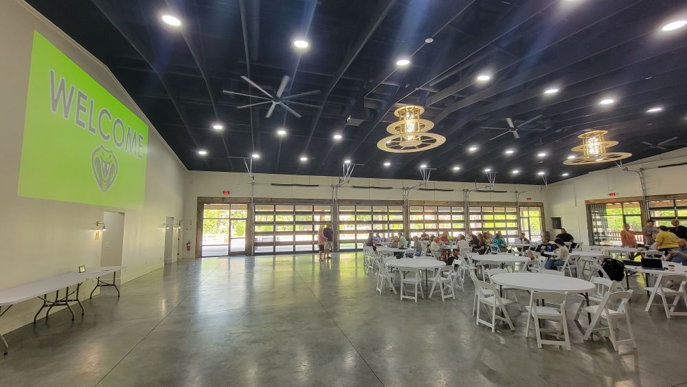 Inside Progress Park's event space with Carrithers MS staff. 