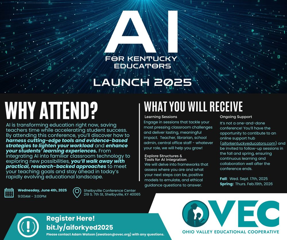 Flier for "AI For Kentucky Educators" FREE PD series.