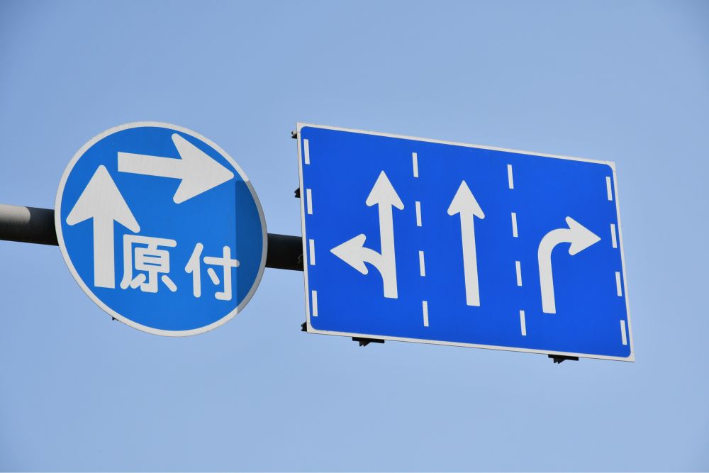 Japanese traffic sign with #bluesky background