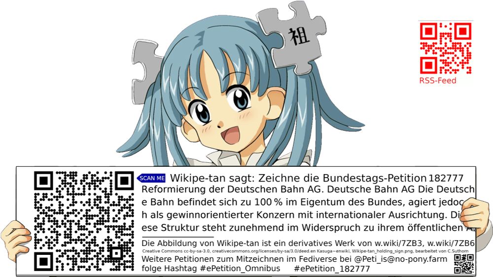 Sharepic zur Petition 182777 für Toots, Posts, Chats, Poster, Banner, Flyer, T-Shirts, Tassen mit QR-Code, der direkt zur Mitzeichnen-Seite des Bundestags oder dem Login der Bundestags-Petitionsseite führt