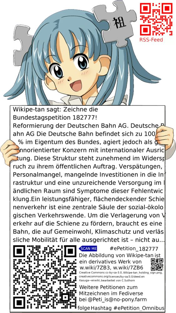 Sharepic zur Petition 182777 für Toots, Posts, Chats, Poster, Banner, Flyer, T-Shirts, Tassen mit QR-Code, der direkt zur Mitzeichnen-Seite des Bundestags oder dem Login der Bundestags-Petitionsseite führt