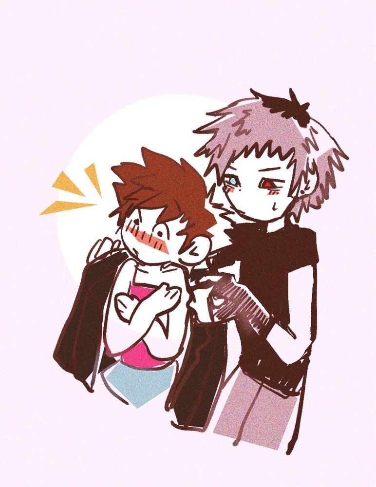 digital drawing of sora and yozora. yozora can be a gentleman ?!??!??!?!?!?!?!?!??