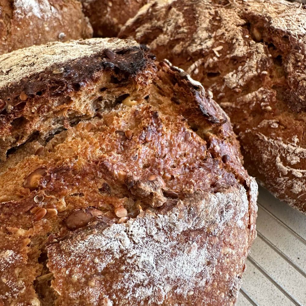 A baked hard sourdough with an ‘ear’