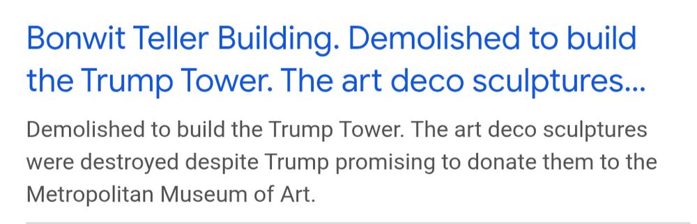 Trump demolished art Deco sculptures when he built trump tower 