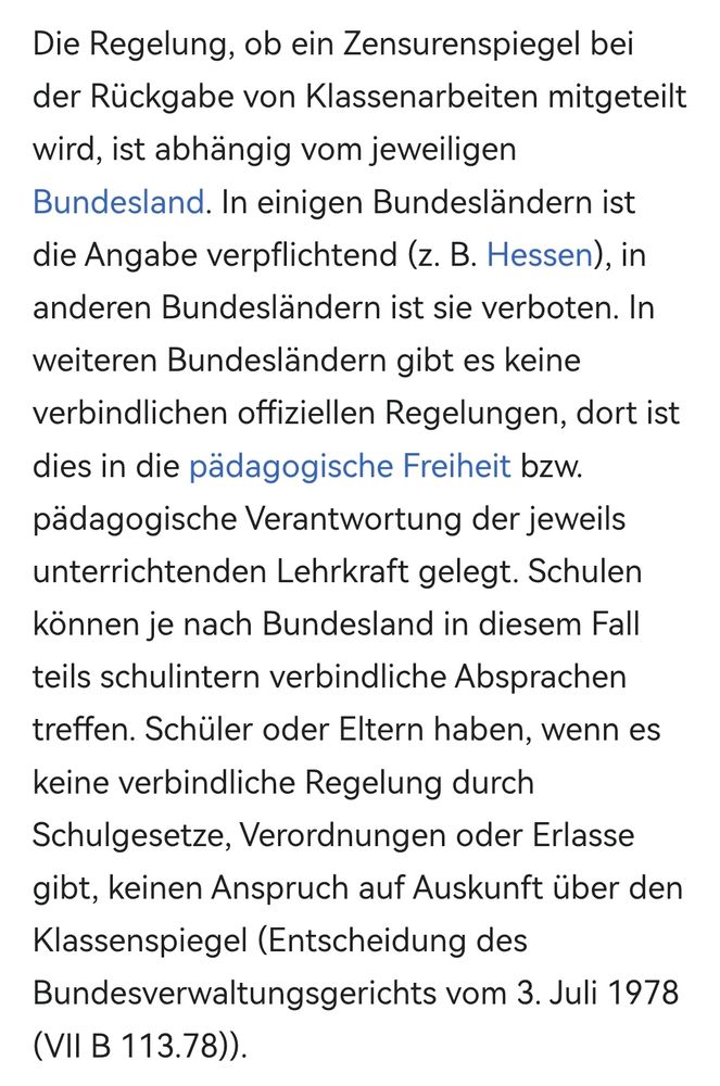 Auszug Wikipediaartikel Notenspiegel k Deutschland
