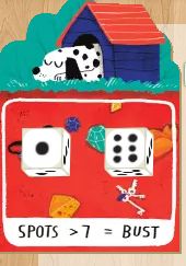 Dog yard tile from the game Spots, showing 2 dice with a combined value of 7. Nearly going bust!