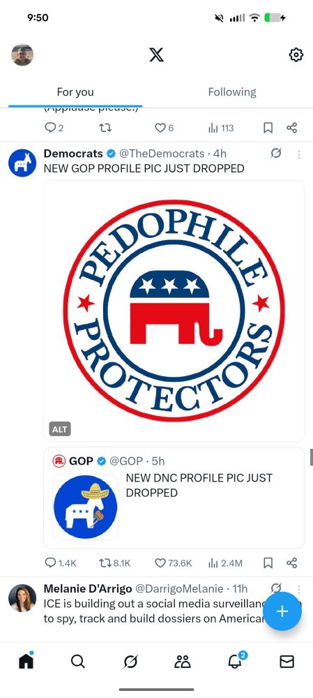 Dem account posts new RNC profile pic reading “Pedophile Protectors” because the Republican party protects pedophiles. 