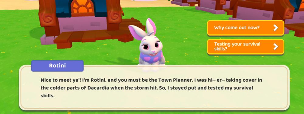 Neopets Tales of Dacardia screenshot. Cybunny is speaking to the player with a textbox