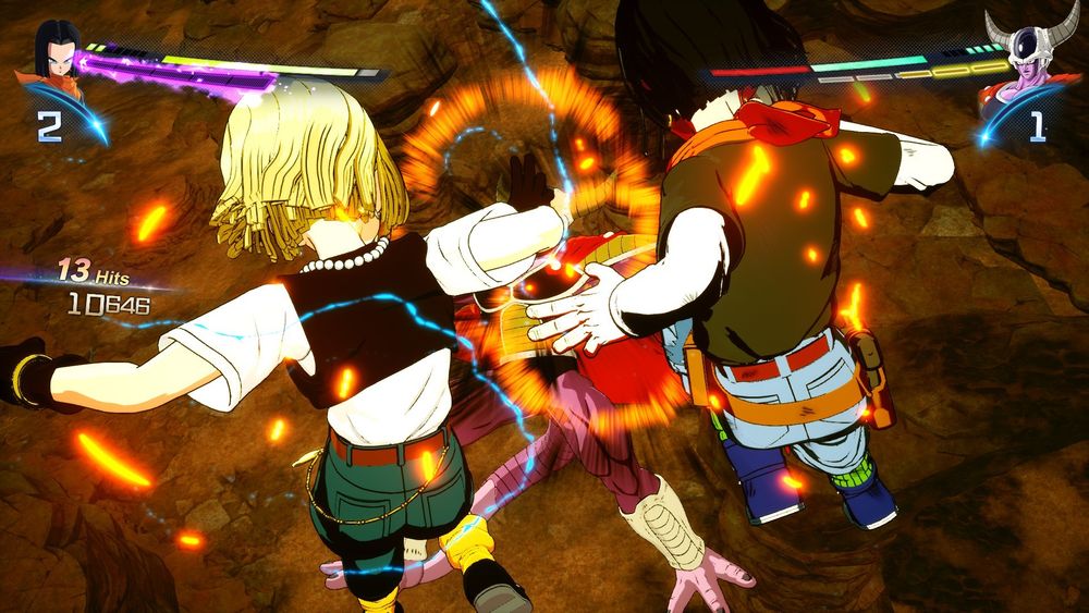 Andrid 17 and 18 do their ultimate attack on King Cold in DBZ Sparking Zero