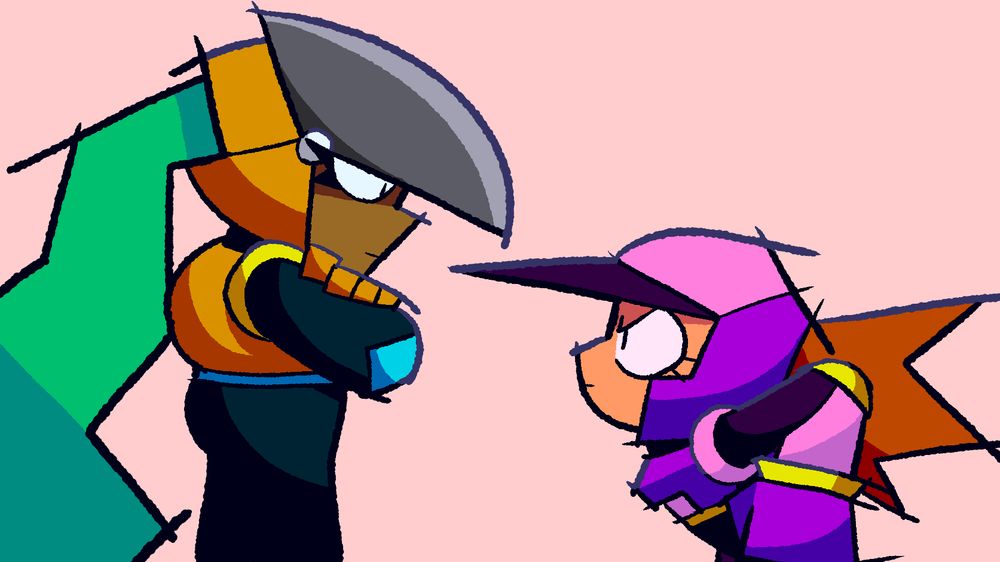 Ash (right) and Storm (left) staring at each other. Ash is leaning forward with a fierce expression, while Storm is standing upright and crossing her arms with a more neutral expression. Original Date: June 19, 2024