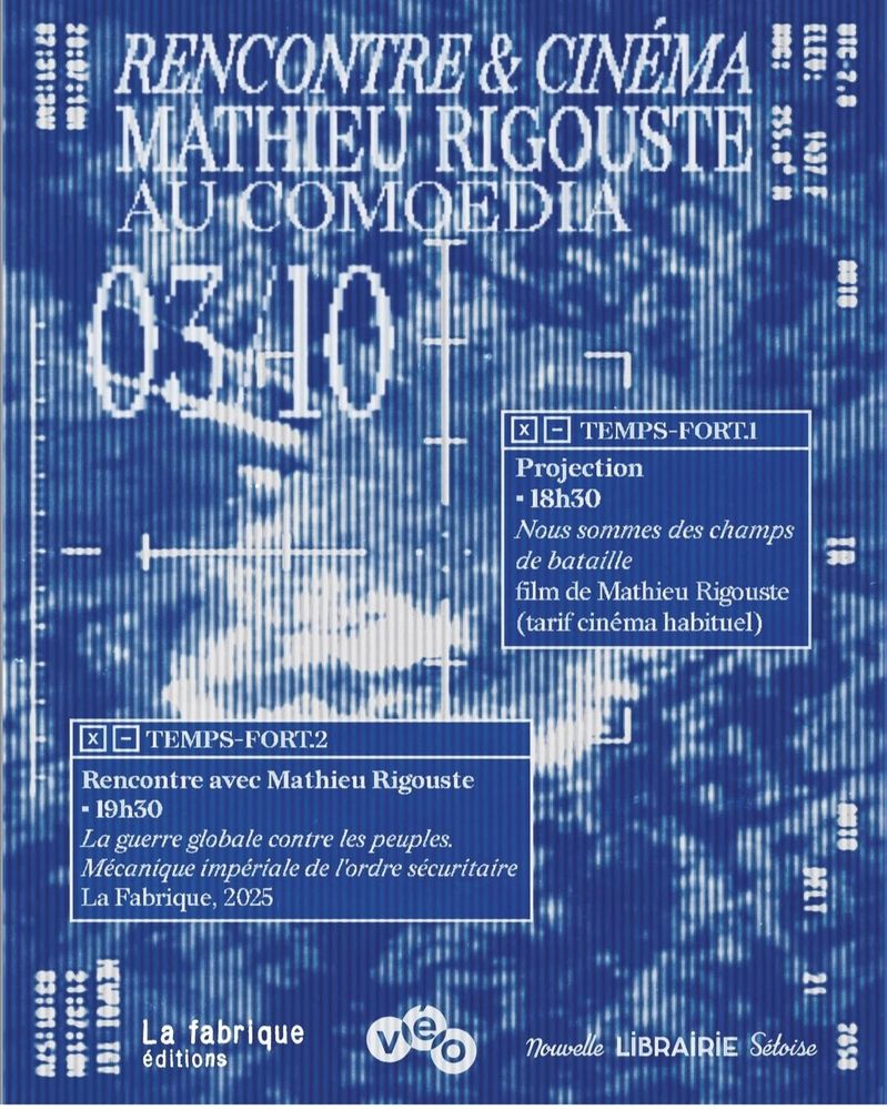 Affiche de la rencontre à Sète, 3oct, 18h30 au Commedia
