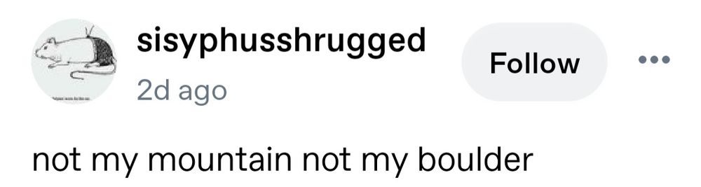 tumblr text post that says, "not my mountain not my boulder"