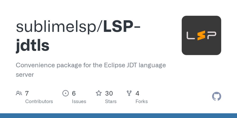 GitHub - sublimelsp/LSP-jdtls: Convenience package for the Eclipse JDT language server