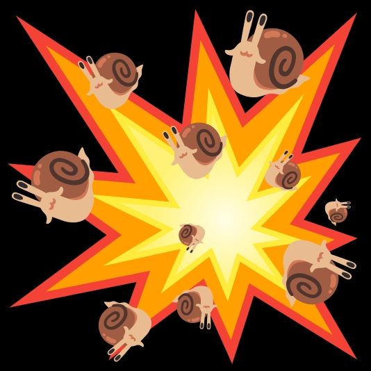 Emoji combo of snails in an explosion.